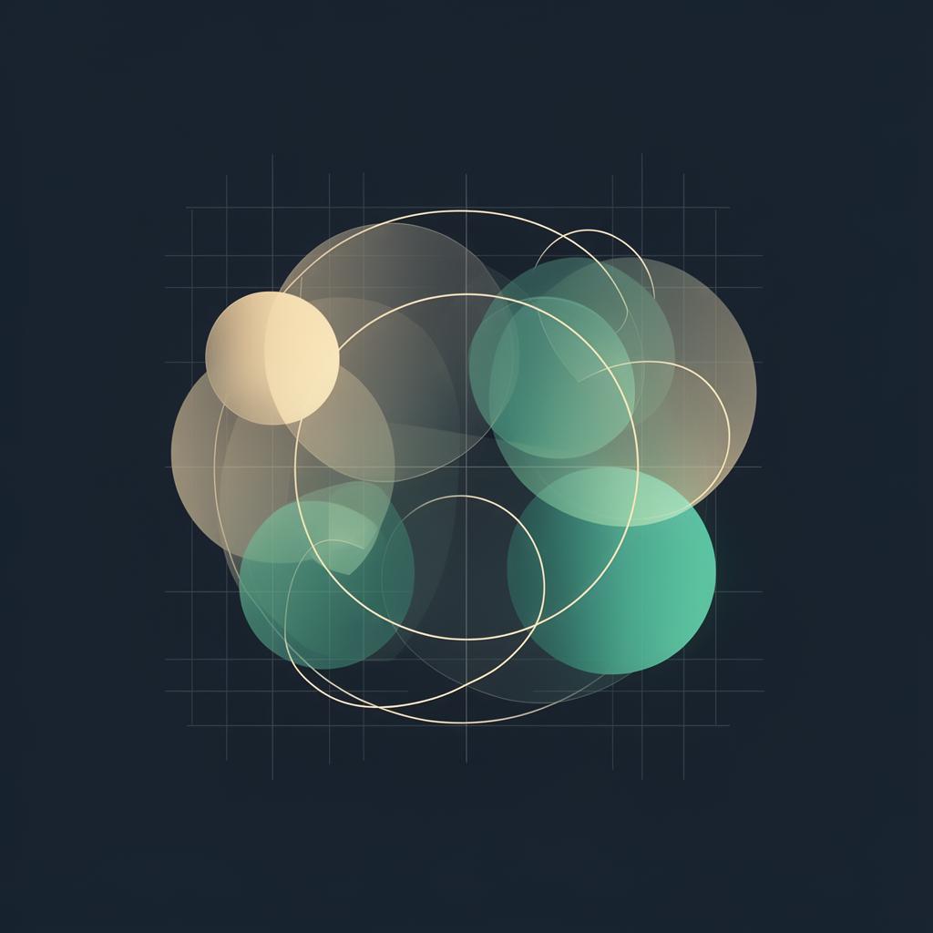 Abstract geometric composition representing interconnected revenue systems